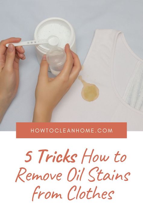 The best thing about being a mom is that you always have a chance to be the hero. You can swoop in and save your child from certain doom, even if it’s just an oil stain on their shirt. If only every problem could be solved so easily. But wait! It can! Here’s how to remove oil stains from clothes without ruining them or making things worse. #howtocleanhome #howtoremoveoilstainsfromclothes How To Get An Oil Stain Out Of A Shirt, Removing Oil Stains From Fabric, How To Remove Oil From Clothes, Oil Removal From Clothes, How To Remove Oil Stains From Clothes, Remove Oil Stains From Clothes, Remove Grease Stain, Apple Cider Vinegar Uses, Stain Remover Clothes