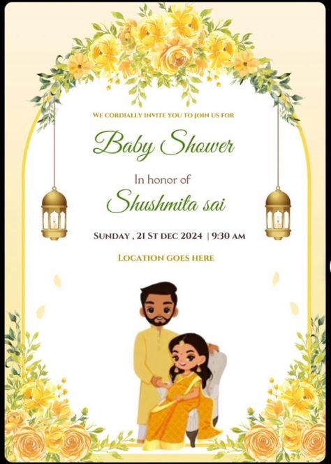 God Bharai Invitation Card, Seemantham Invitation Card Template, Sreemantham Invitation Card, Sreemantham Invitation, God Bharai, Indian Baby Shower Invitations, Baby Shower Frame, Baby Fashion Girl Newborn, Wedding Illustration Card