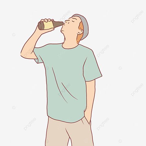 Drinking Beer Drawing Reference, Man Drinking Drawing, Biyar Drink, Drinking Beer Drawing, Poison Drawings, Drinking Drawing, Nukkad Natak, Character Drinking, Drink Drawing