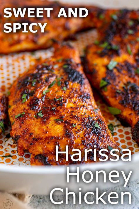 Honey Paprika Chicken, Harissa Honey Chicken, Harissa Paste Recipe, Honey Chicken Crockpot, Cava Bowl, Honey Chicken Breast, Marinating Chicken, Braised Chicken Recipes, Foods Dinner