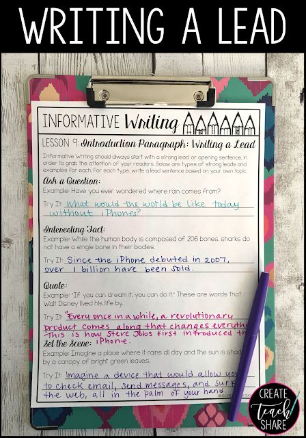 7th Grade Writing, Fifth Grade Writing, Writing Hooks, Fourth Grade Writing, Informative Writing, Writing Mini Lessons, 5th Grade Writing, Third Grade Writing, Informative Essay