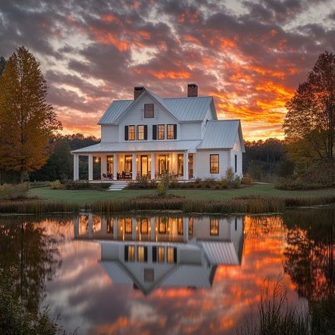 Farmhouse dreams Little Farmhouse, Farm Houses, White Farmhouse, Dream Design, Country Life, My Dream Home, Future House, Vision Board, Dream House