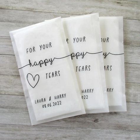 Unusual Wedding Favours: 65 Unique Wedding Favour Ideas - hitched.co.uk Wedding Decorations For Guests, Tissues At Wedding Ceremony, Tissues For Wedding, Tissue For Wedding Ceremony, Happy Tears Tissues Wedding, Wedding Kleenex Ideas, Happy Tears Wedding Tissues Diy, Tissue Wedding Favors, Useable Wedding Favors