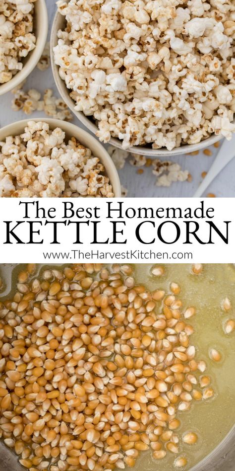 Specialty Popcorn Recipes, Best Kettle Corn Recipe, Kettlecorn Popcorn Recipe Microwave, Diy Kettle Corn Popcorn, Homemade Kettle Corn Recipe, Air Popped Kettle Corn, Kettle Corn In Popcorn Maker, Stovetop Kettle Corn Recipe, Kettle Popcorn Recipes