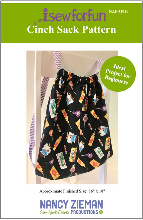 Drawstring Backpack Tutorial, Sewing With Nancy, Sewing Challenge, Cinch Sack, Tool Tips, Seam Guide, Nancy Zieman, Cinch Bag, Kids Sewing