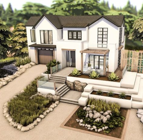 Sims 4 Family House, Sims 4 Loft, Codes Wallpaper, Sims 4 Modern House, Sims 4 Builds, Sims 4 Houses Layout, Modern Family House, Sims Freeplay Houses, Decals Codes