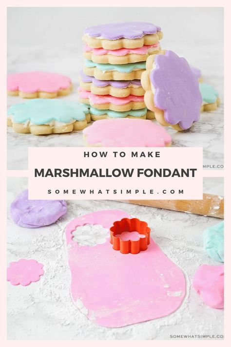 Fondant Cookies Recipe, How To Make Fondant Cookies, Cookie Fondant Decoration, Recipes Using Marshmallows, Easy Fondant Recipe, Personalised Cookies, Fondant Biscuits, Marshmallow Fondant Recipe, Month Cake