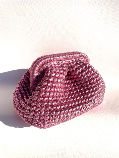 Handmade Metallic Leather Pouch Small Crochet Evening Bag - Etsy Clutch Purse Crochet, Clutch Bag Crochet, Crochet Pouch Bag, Crochet Lovely, Crochet Mini Bag, Crochet Backpack, Crochet Knit Stitches, Design Bags, Bag Business