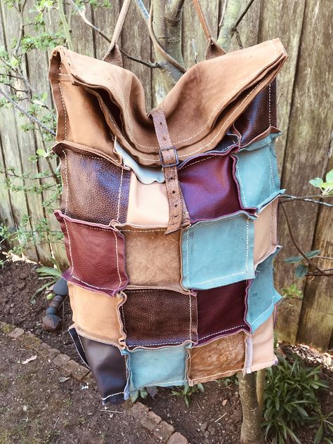 Patchwork Leather Diy, Stitch Patch, Leather Scrap, Urban Commuter, Upcycled Leather, Leather Scraps, Leather Patchwork, Create Diy, Patchwork Bags