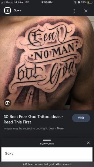 Fear No One But God Tattoo, Fear No Man But God Tattoo, But God Tattoo, No Fear Tattoo, Jesus Tattoo Sleeve, God Tattoo, Fear No Man, God Tattoos, Jesus Tattoo