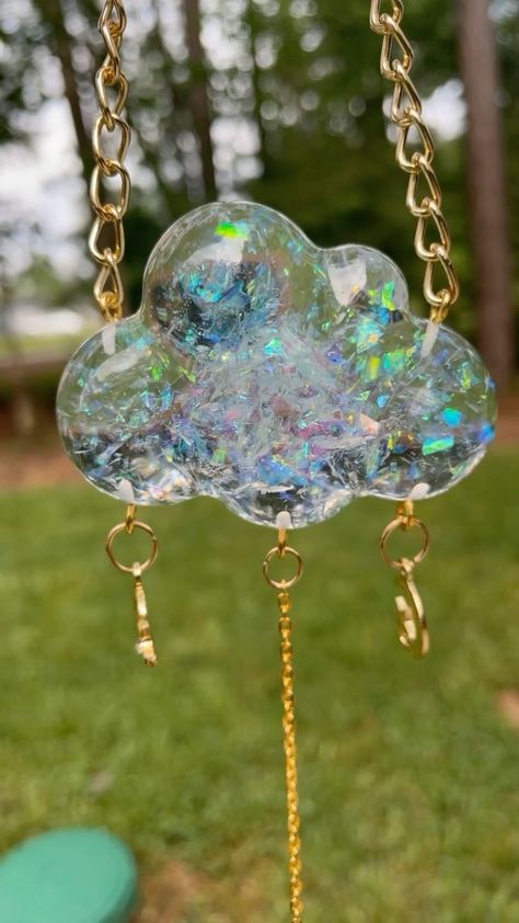 Polymer Clay Suncatcher, Resin Clouds, Cloud Suncatcher, Kawaii Cloud, Happy Things, Room Inspiration Bedroom, Sun Catcher, Wall Hanger, Resin Crafts