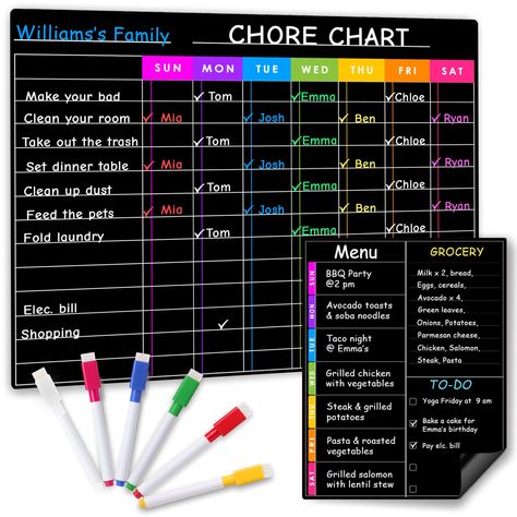 PRICES MAY VARY. EVERYTHING YOU NEED - 2 refrigerator white board planners & bonus 6 dry erase markers with eraser caps - kids chore chart - chore chart for teens - chore chart magnets - chore board - chore list - chores chart - dry erase chore chart for kids ACCOUNTABLE & MOTIVATED KIDS - Responsibility chart - responsibility chart for kids - kids chore chart for 2 kids - chore board for kids - chore chart magnetic - family chore chart for wall - children's chore chart - served chore chart for Kids Chore Board, Roommate Chore Chart, Chore Chart For Adults, Kids Weekly Chore Chart, Chore Calendar, Chore Sticks, Dry Erase Chore Chart, 2 Refrigerator, Teen Chore Chart