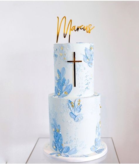 Boy Baptism Cakes, Baptism Cake For Boy, First Communion Cakes For Boys, Baby Boy Baptism Cake, Cake Baptism Boy, Boy Baptism Cake, Boys Confirmation Cake, Blue Baptism Cake, Blue Confirmation Cakes