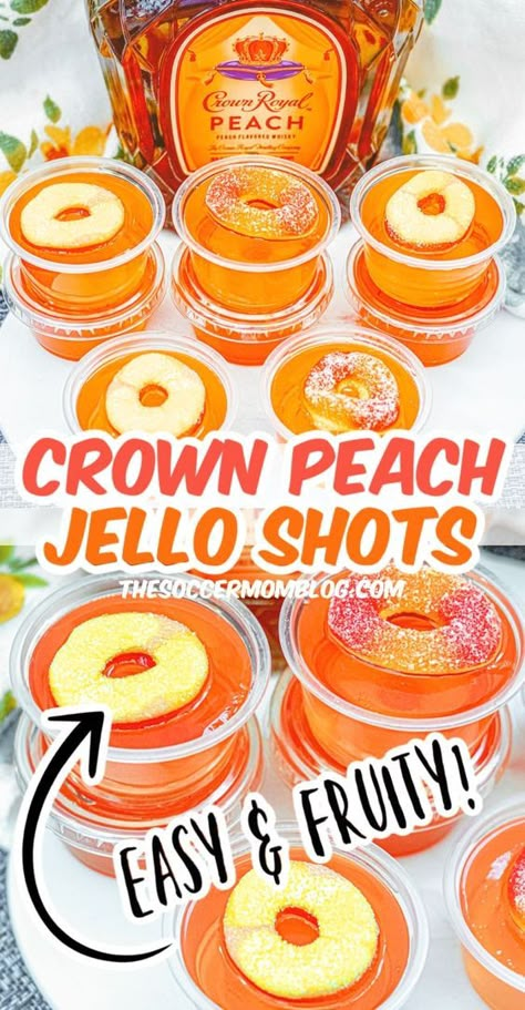 Orange Jello Shots, Peach Jello Shots, Jello Shooters, Peach Jello, Jello Pudding Shots, Peach Whiskey, Orange Jello, Pudding Shots, Jello Shot Recipes