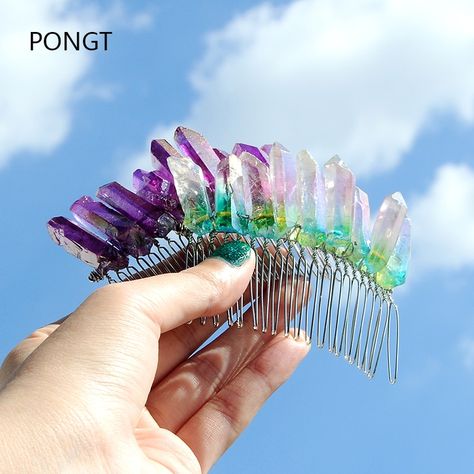 Peace Jewelry, Crystal Comb, Headband Crystal, Tiaras Jewellery, Crystal Hair Accessories, Raw Quartz Crystal, Crystal Hair Comb, Tiara Wedding, Beauty Hairstyles