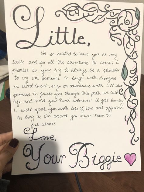 Sorority Clue Week Ideas, Big Little Letters Note, Princess Diaries Big Little Reveal, Big Little Notes Letters, Big Little Basket Notes, Big Little Notes, Big Little Reveal Basket, Big Sis Little Sis Reveal Ideas, Big Little Hint Ideas