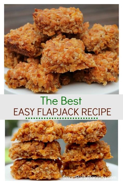 Learn how to make the best and super easy flapjack recipe that the whole family will love. This is a recipe for the kids to make as well as enjoy eating. This is definitely a British recipe but will soon become your favorite. #Flapjackrecipe #Easy #British #Forkids British Flapjack, British Flapjack Recipe, Easy Flapjacks, Bars Healthy, Flapjack Recipe, Cake Slices, Healthy Bars, Tray Bake, Bake Recipes