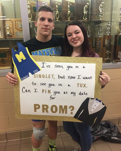 Hoco Wrestling Proposals, Prom Signs For Boyfriend, Promposal Ideas For Him Wrestling, Wrestling Hoco Proposals Ideas, Wrestling Dance Proposals, Wrestling Winter Formal Proposal, Spring Fling Asking Ideas, Sadie Hawkins Proposals Wrestling, Asking Bf To Prom