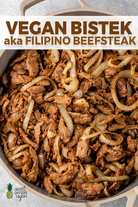 Golo Diet Recipes Vegetarian, Vegan Filipino, Bistek Tagalog, Soy Curls Recipes, Resep Vegan, Vegan Meat Recipe, Filipino Dish, Soy Curls, Vegan Beef