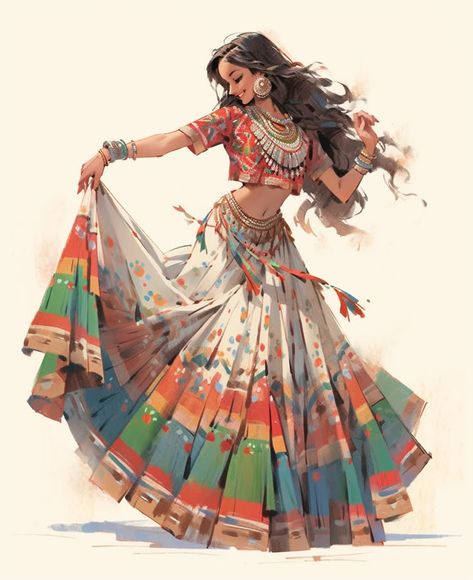 Traditional Women Illustration, Indian Girl Illustration, Dance Poses Drawing, Indian Woman Illustration, Indian Girl Drawing, Indian Fashion Illustration, Women's Style Tips, Classic Fashion Looks, Indian Women Painting