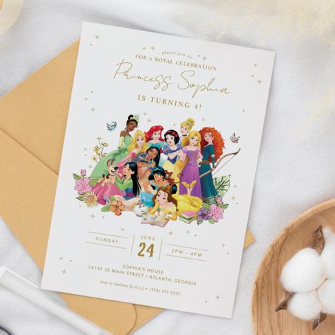 Disney Princess Birthday Invitations, Disney Princess Theme Birthday Party, Disney Princess Invitations, Princess Birthday Party Invitations, Princess Party Invitations, Disney Princess Theme, Princess Birthday Party Decorations, Disney Princess Birthday Party, Princess Theme Birthday