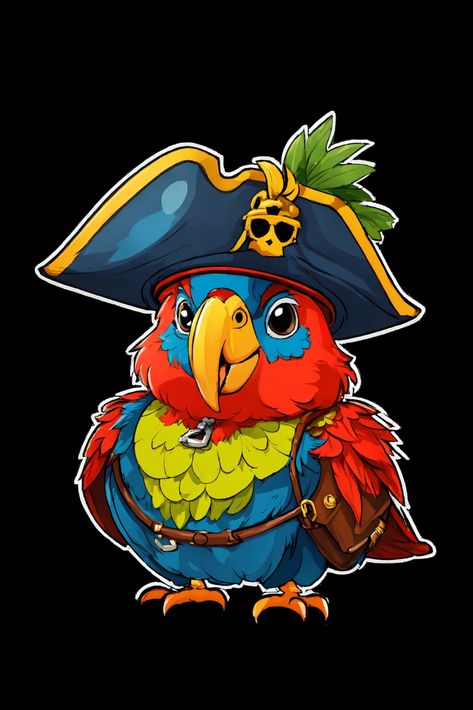 Pirate Parrot T-Shirt Parrot Pirate, Pirate Character, Pirate Cartoon, Parrot, Hoodie Shirt, Tshirt Designs, T Shirts, Toys, Drawings