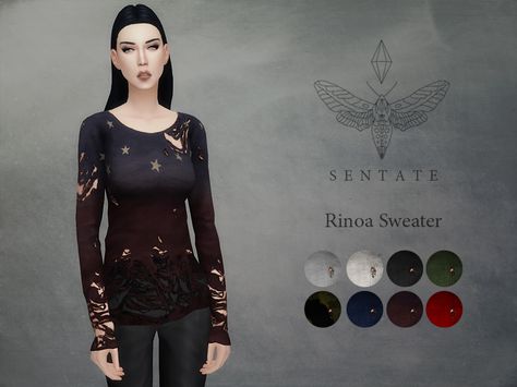 A ripped up sweater with slouchy sleeves, works best with higher waist trousers. Comes in 8 colours. Found in TSR Category 'Sims 4 Female Everyday' Sims 4 Distressed Cc, Sims 4 Ripped Clothes, Sims 4 Apocalypse Cc, Distressed Outfit, Destroyed Sweater, Cc Folder, Ripped Shirts, Sims 4 Body Mods, Sims 4 Cc Folder