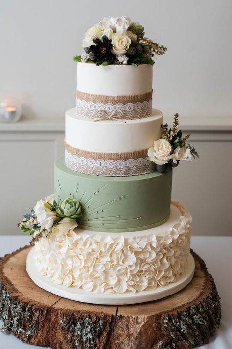 Sage Green Wedding Cake, Green Wedding Cake, Cake Topper Initials, Monogram Cake Toppers, Monogram Cake, Green Themed Wedding, Sage Wedding, Spring Wedding Colors, Sage Green Wedding