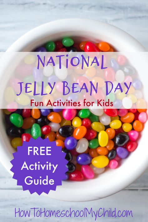 National Jelly Bean Day - Free Activity Guide, Graphing & Printables Jelly Bean Activities, Jelly Bean Game, Homeschool Adventures, Fun Educational Games, Education Games, Wacky Holidays, Homeschool Worksheets, Spring Gardening, Graphing Activities