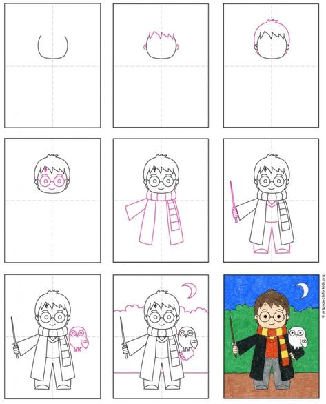 How to Draw Harry Potter · Art Projects for Kids Draw Harry Potter, Harry Potter Art Projects, Classe Harry Potter, Harry Potter Coloring Pages, Harry Potter Art Drawings, Harry Potter Classroom, Anniversaire Harry Potter, Harry Potter Drawings, Homeschool Art