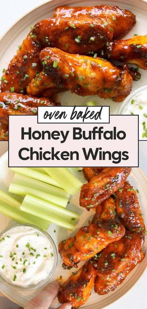 Make buffalo chicken wings in the oven with this easy buffalo wings recipe for crispy, flavorful wings! This buffalo chicken wings recipe uses a tangy buffalo sauce and delivers perfect oven baked wings. Perfect for dinner, whether you’re craving hot wings in the oven or tasty boneless chicken wings. Buffalo Wings Oven, Hot Wings In The Oven, Easy Buffalo Wings, Easy Buffalo Wings Recipe, Honey Buffalo Wings, Crispy Buffalo Chicken Wings, Oven Baked Wings, Wings Recipe Oven, Chicken Wings Recipe Oven