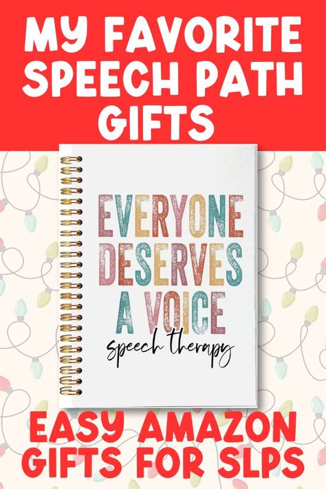 Do you need a gift for your child's speech pathologist, your clinical supervisor, your SLP graduate student? Every speech path always needs notebooks. Cute and easy gift for the SLP in your life. Everyone Deserves A Voice, Christmas Speech Therapy, Speech Language Pathologist Gifts, Speech Therapist Gift, Speech Pathologist, Teacher Must Haves, Slp Ideas, Speech Path, Speech Therapy Materials