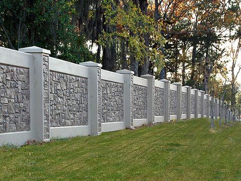 Concrete Fence Wall, Tor Design, Fence Wall Design, Compound Wall Design, Stone Fence, Modern Fence Design, House Fence Design, Stone Wall Design, Cheap Fence