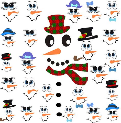 PRICES MAY VARY. Easy to Apply,Just Peel and Stick, Removable without sticky residue, Great quality environment friendly reflective vinyl material, Christmas snowman face decals Set of 24pcs(2.0"x2.5" to 3.9"x3.9"), Safe painted on wall or any drywall, smooth, flat, dry and dust free surface, so you don't need to worry about damaging the wall. Easma Wall Decals Face Art Wall, Printable Snowman Faces, Christmas Wall Decals, Christmas Tree Wall Decal, Diy Schneemann, Christmas Cartoon Characters, Refrigerator Wall, Wall Decor Christmas, Snowman Christmas Decorations