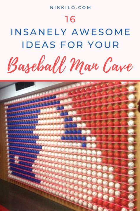 Looking for ideas to take your baseball man cave to the next level? I’m sharing 16 ideas for building and decorating a baseball man cave so you can create a truly awesome space to watch games in or host watch parties. You’ll find all sorts of ideas when it comes to furniture, decor, wall decals, signage, games, lighting, displaying baseball memorabilia, and more. Plus, I’m linking all the best finds to help you recreate these ideas for your own baseball man cave. Tap to keep reading! Baseball Room Paint Ideas, Decorating With Sports Memorabilia, Baseball And Football Room Ideas, Sports Theme Bathroom, Sports Themed Airbnb, Sports Basement Decor, Displaying Sports Memorabilia, Baseball Themed Man Cave, Baseball Office Decor