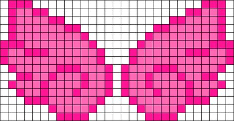 Angel Wings Perler Beads, Cute Perler Patterns, Pearler Bead Patterns Aesthetic, Pink Perler Beads, Perler Bead Stitch, Kandi Perler Pattern, Pink Pixel Art, Perler Beads Pattern, Pink Angel Wings