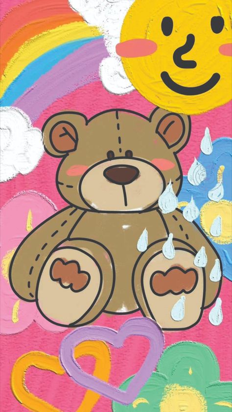 Wallpaper Doodle, Simple Phone Wallpapers, Funny Phone Wallpaper, Hippie Wallpaper, Wallpaper Iphone Disney, Graphic Wallpaper, Cute Wallpaper For Phone, Bear Wallpaper, Cute Patterns Wallpaper