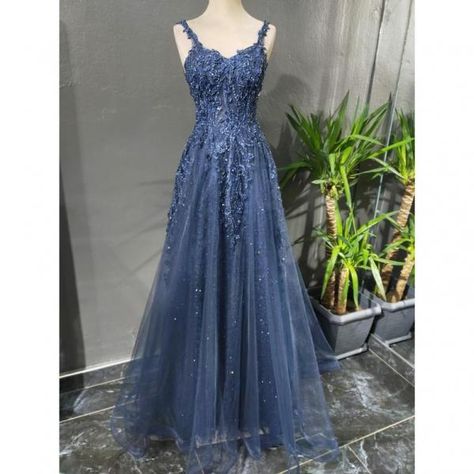 Enchanted Forest Prom Dresses Blue, Dusty Blue Prom Dress, Dark Prom Dresses, Prom Dresses Tulle, Baju Kahwin, Dresses Navy Blue, Formal Dresses Graduation, Gown Bridesmaid, Prom Dresses Formal