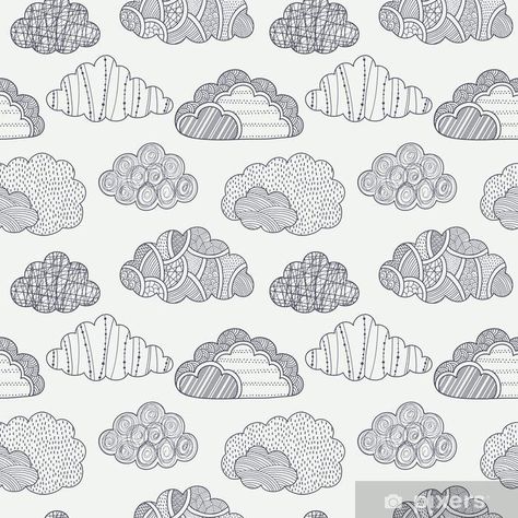 Cloud Drawings, Mural Clouds, Line Pattern Art, Boho Drawing, Art Clouds, Cricut Decals, Cloud Illustration, Creating A Bullet Journal, Doodle Pages