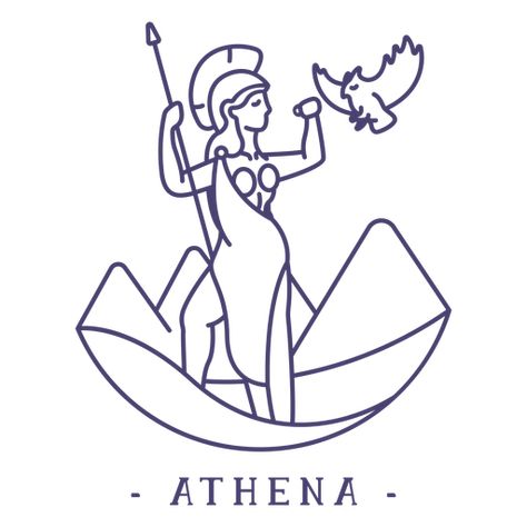 Athena Goddess Tattoo Minimalist, Greek Mythology Paintings Easy, Athena Art Drawing, Athena Tattoo Simple, Greek Gods Illustration, Greek Mythology Logo, Greek God Athena, Athena Tattoo Minimalist, Athena Illustration