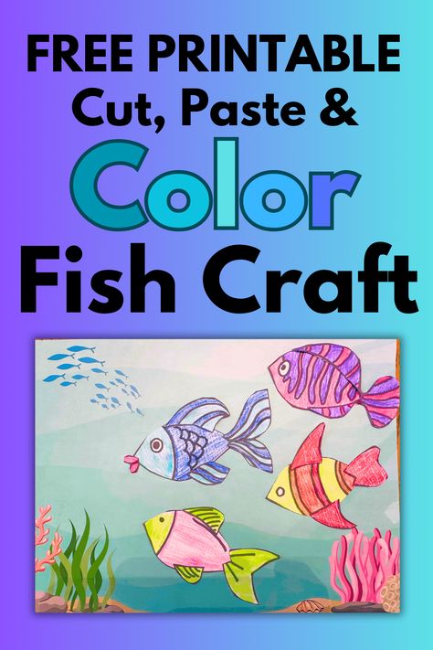 Your kids will LOVE this adorable free printable fish craft that you make with paper. Simply print, color, cut and paste to make your own easy, unique creation! Also with 2 optional ocean backgrounds. Fish Crafts For Kids, Cheap Kids Crafts, Printable Fish, Fish Printables, Easy Craft For Kids, Fish Craft, Easy Toddler Crafts, Fish Template, Arts And Crafts For Adults