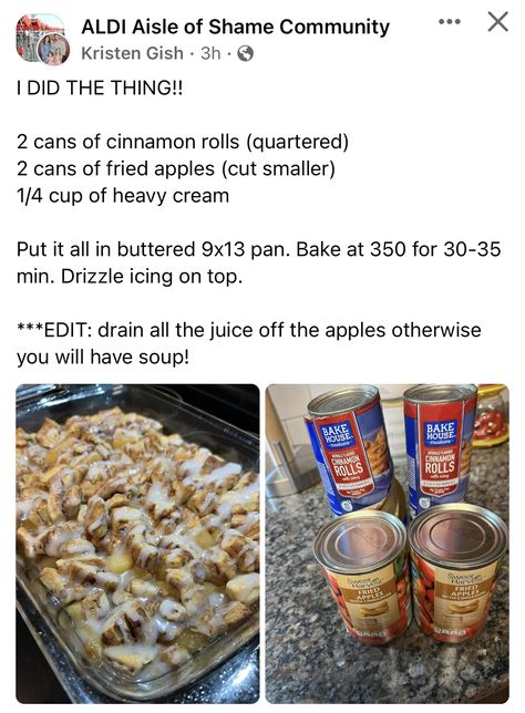 Apples Recipes, Aldi Finds, Easy Baking Recipes Desserts, Sweet Snacks Recipes, Baking Sweets, Easy Baking Recipes, Sweet Breakfast, Breakfast Dishes, Breakfast Recipes Easy