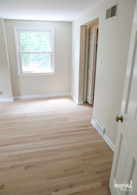 Resurface Hardwood Floors, Wood Panels On Ceiling Ideas, No Stain Hardwood Floor, Staining Wood Floors Before And After, Narrow Wood Flooring, White Washed Floors Living Room, Small Living Room Updates, Refinished Original Hardwood Floors, Small Plank Hardwood Floors