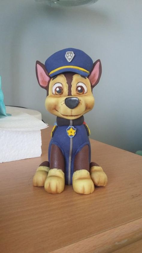 Chase paw patrol - cake by Kikica Chase Paw Patrol Cake, Paw Patrol Chase Cake, Chase Cake, Chase From Paw Patrol, Paw Patrol Birthday Party Cake, Paw Patrol Cake Topper, Paw Patrol Figures, Paw Patrol Birthday Theme