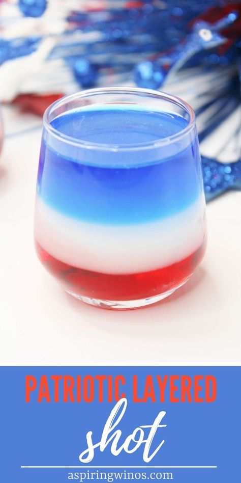 4th of July layered shots | Rum Based Shots | Patriotic Shots | Red, White, and Blue Shots | 4th of July Ideas #RedWhiteBlue #FourthOfJuly #RumBasedShots #4thOfJulyLayeredShots #LayeredShots Red White And Blue Shots, 4th Of July Shots, Layered Shots, 4th Of July Ideas, Fourth Of July Drinks, 4th Of July Cocktails, Blue Shots, White Cranberry Juice, Blue Juice