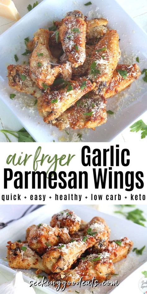 Parmesan Wings Air Fryer, Garlic Parmesan Wings Air Fryer, Parmesan Wings Recipe, Wings Air Fryer, Air Fryer Recipes Chicken Wings, Air Fryer Garlic, Parmesan Wings, Garlic Parmesan Wings, Air Fryer Oven Recipes