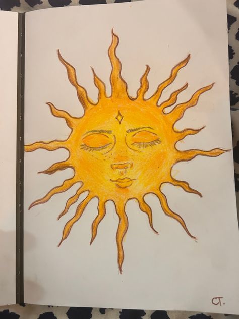 Sunny Painting Ideas, Drawing A Sun, Sun God Drawing, How To Draw A Sun, Trippy Sun Drawing, Sun With Face Drawing, Aesthetic Sun Drawing, Sun Drawing Aesthetic, Sun Face Drawing