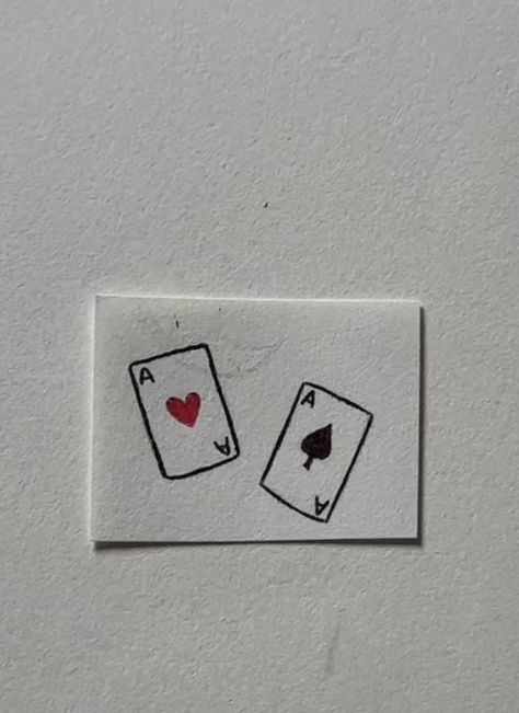 Cards Matching Tattoos, Two Aces Tattoo, 2 Of Spades Tattoo, Playing Card Matching Tattoos, Heart And Spade Tattoo, Matching Tattoos Old School, Matching Playing Card Tattoo, Cute Card Tattoo, 9 Of Hearts Tattoo