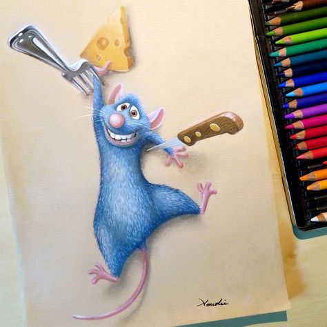 Ratatouille Mouse, Remy Ratatouille, Ratatouille Remy, A Drawing, A Mouse, Cheese, Disney, Blue