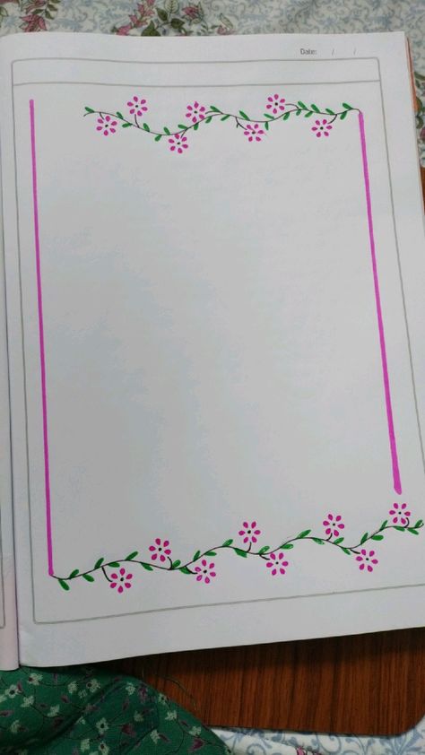 Border Design With Pencil, Lesson Plan Register Decoration, Borders For Project Simple, Simple Boarder Ideas For Project Ideas, Simple Designs For Project, Assignment Paper Design, Simple Borders For Paper, Flower Border Design Simple, Flower Drawing Border